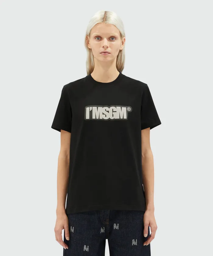 Jersey TShirt With Logo Print Women MSGM Tshirts