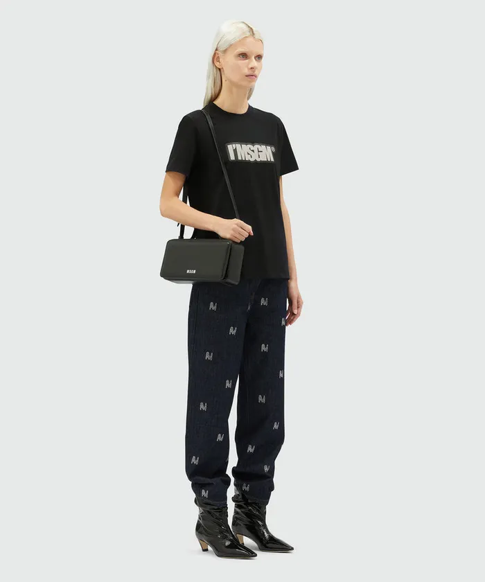 Jersey TShirt With Logo Print Women MSGM Tshirts
