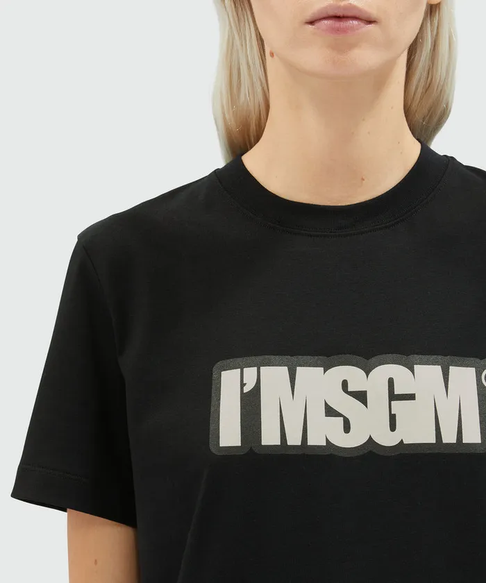 Jersey TShirt With Logo Print Women MSGM Tshirts