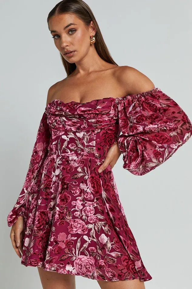 Jessell Mini Dress 8211 Long Sleeve Cowl Corset Dress In Pink Floral Burnout Women Showpo Dresses Jessell Mini Dress 8211 Long Sleeve Cowl Corset Dress In Pink Floral Burnout Women Showpo Dresses