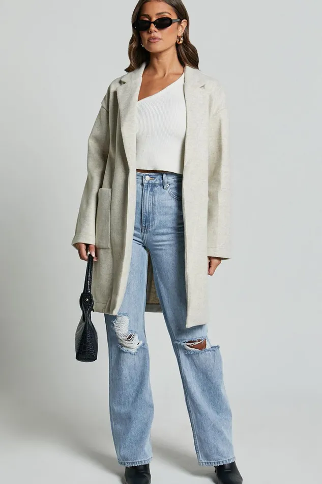 Jonas Coat 8211 Pocket Detail Longline Coat In Beige Women Showpo Jackets and Coats