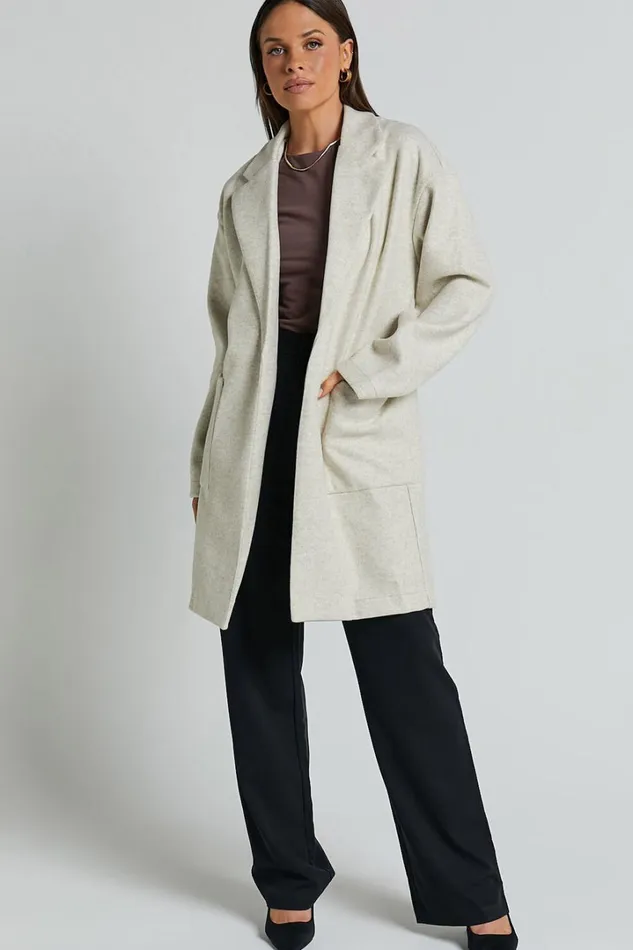 Jonas Coat 8211 Pocket Detail Longline Coat In Beige Women Showpo Jackets and Coats
