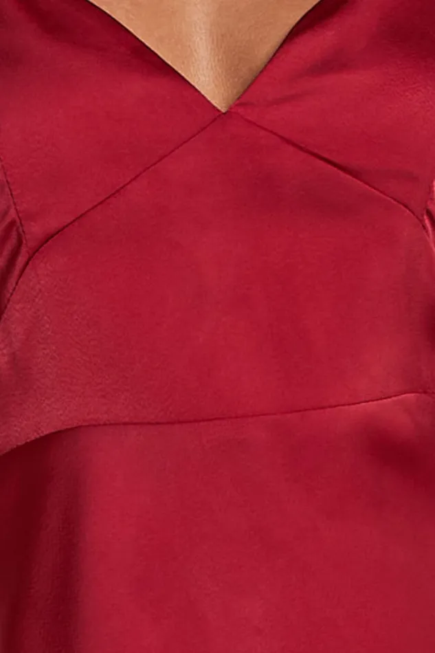 Jovana Midi Dress 8211 Bust Panel Detail Satin Slip Dress In Wine Women Showpo Dresses