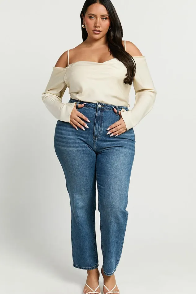 Julian Top 8211 Off Shoulder Long Sleeve Cowl Neck Top In Ivory Women Showpo Modest Clothing