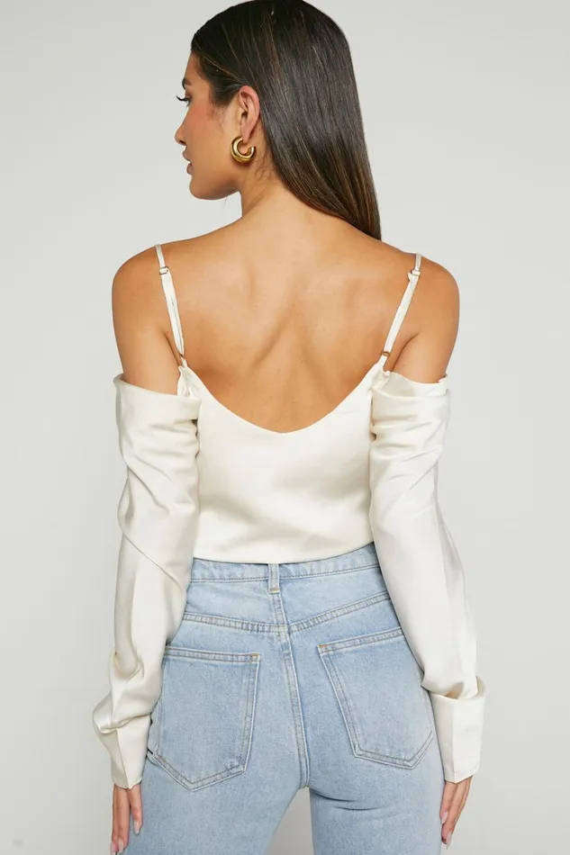 Julian Top 8211 Off Shoulder Long Sleeve Cowl Neck Top In Ivory Women Showpo Modest Clothing
