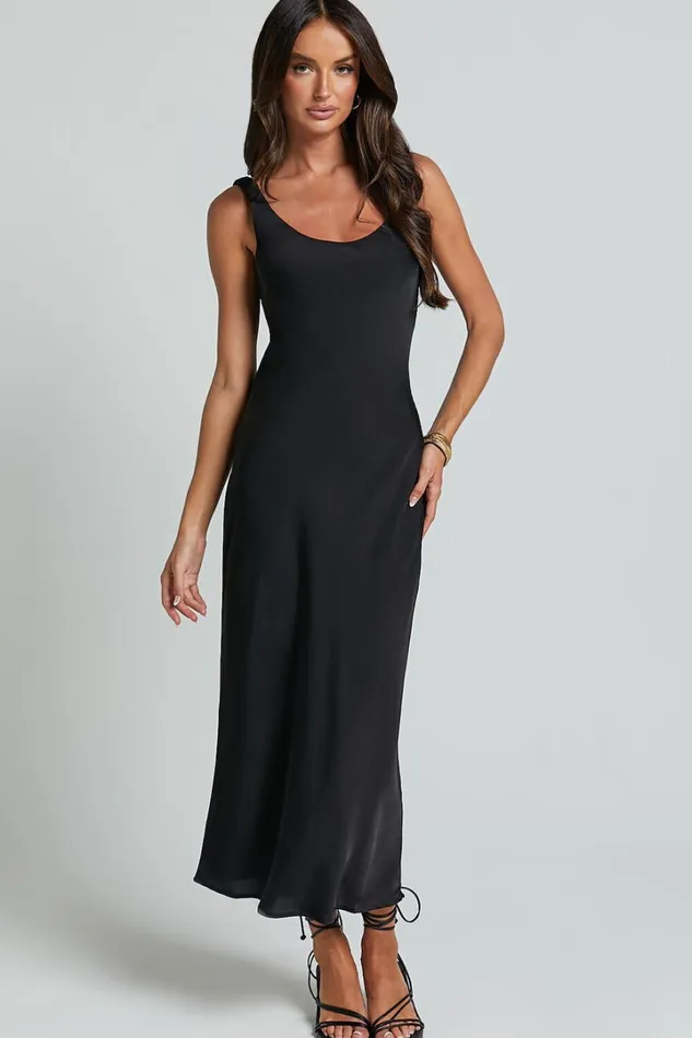 Julie Midi Dress 8211 Scoop Neck Low Back Satin Slip Dress In Black Women Showpo Dresses Julie Midi Dress 8211 Scoop Neck Low Back Satin Slip Dress In Black Women Showpo Dresses