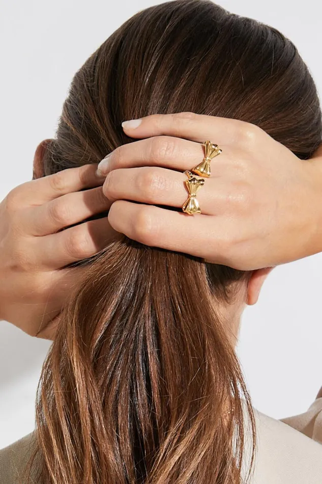 Katherine 2 Ring Pack 8211 Bow Shaped Rings In Gold Women Showpo Rings