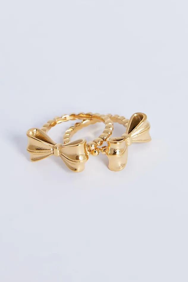 Katherine 2 Ring Pack 8211 Bow Shaped Rings In Gold Women Showpo Rings