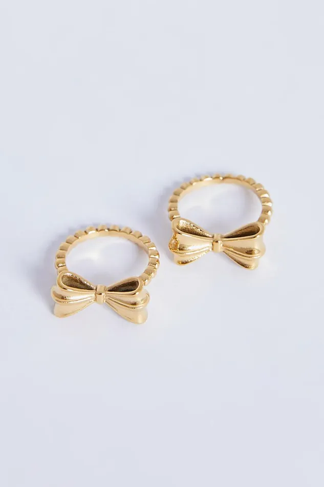 Katherine 2 Ring Pack 8211 Bow Shaped Rings In Gold Women Showpo Rings
