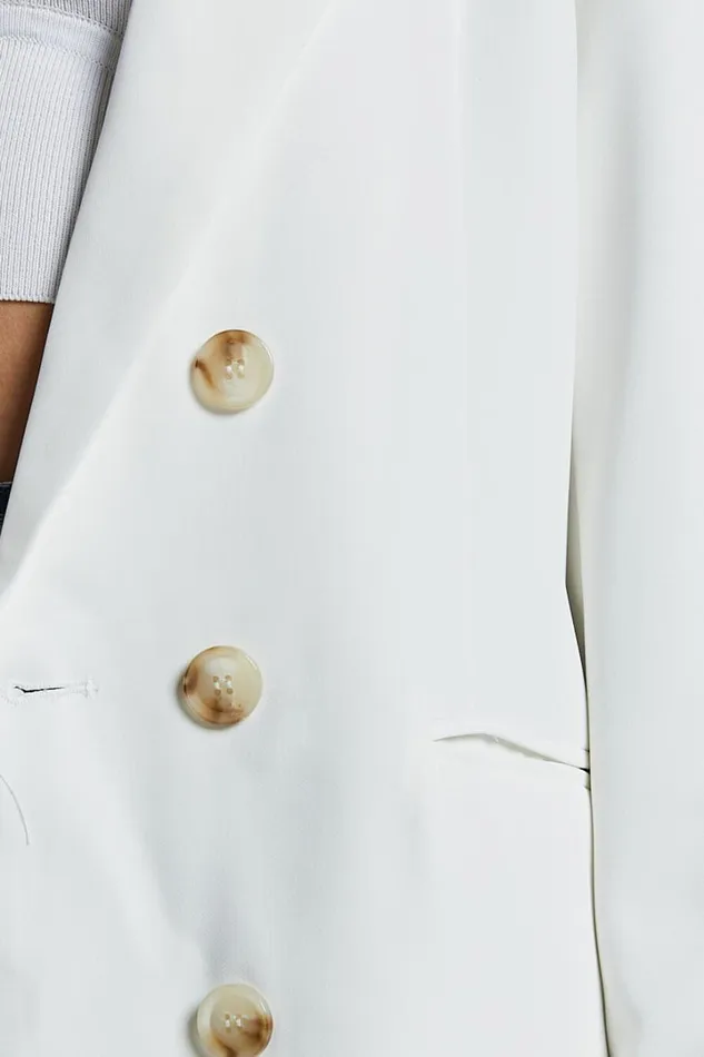 Kaye Blazer 8211 Double Breasted Long Sleeve In White Women Showpo Blazers