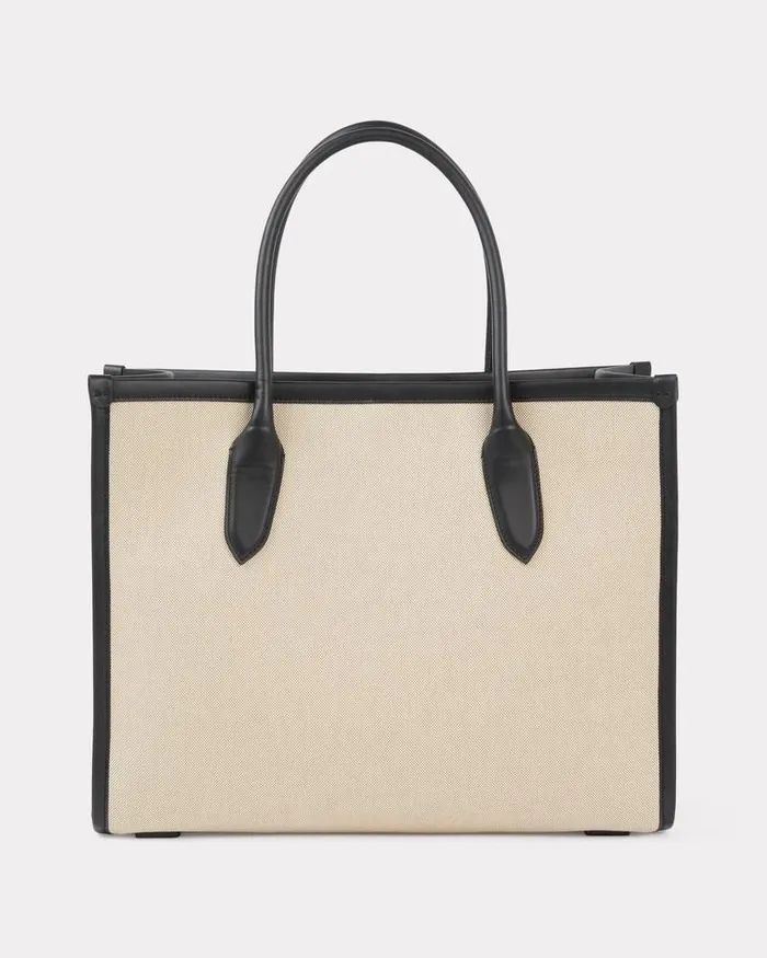 Kenzo Bags Women 18039 Large Canvas And Leather Tote Bag Black