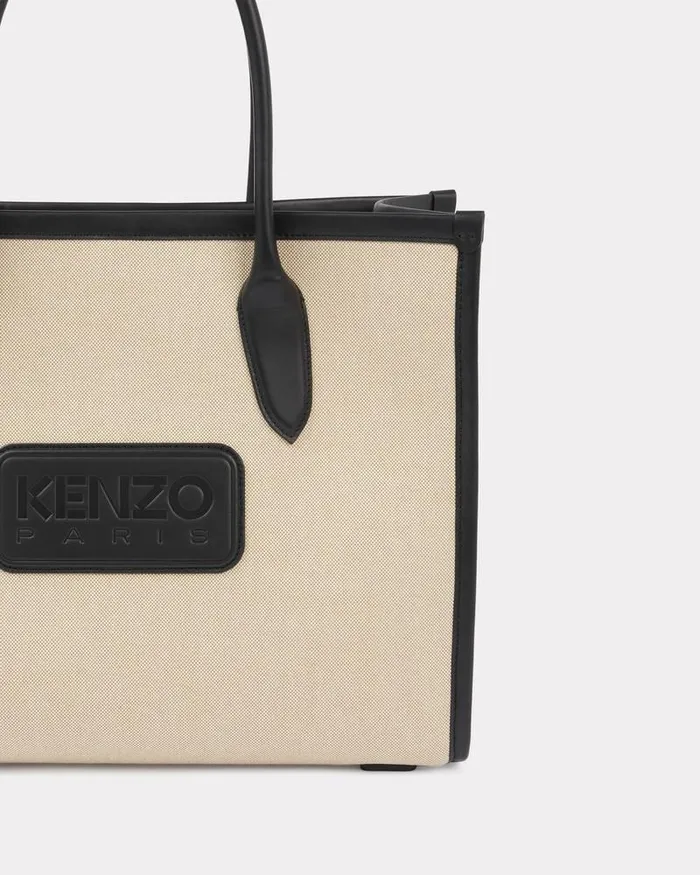 Kenzo Bags Women 18039 Large Canvas And Leather Tote Bag Black
