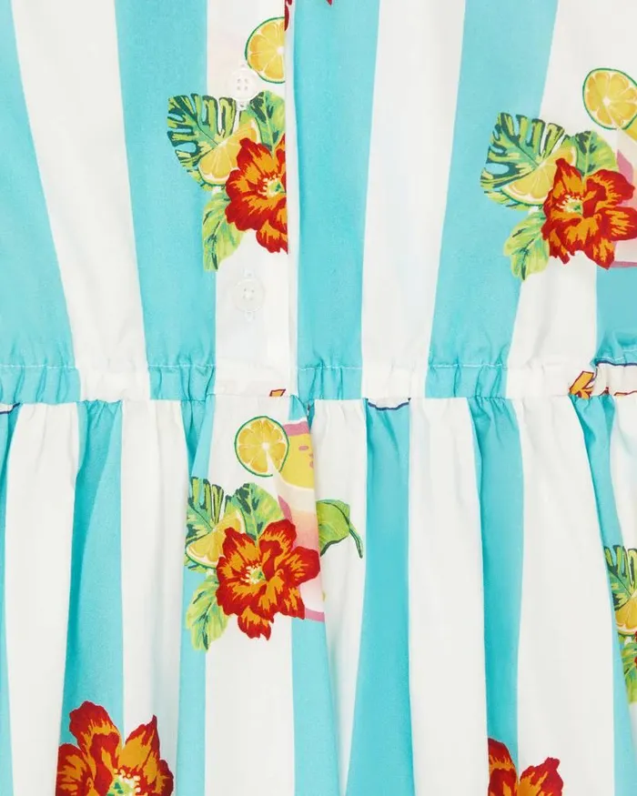 Kenzo Dresses And Skirts Kids Striped Dress In Cotton Poplin Turquoise