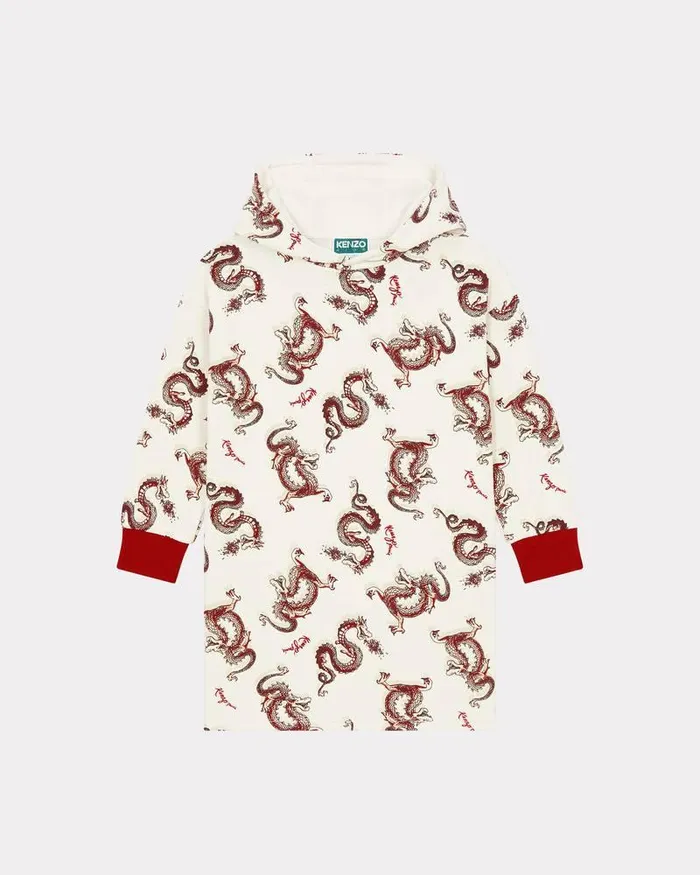 Kenzo Dresses And Skirts Kids Year Of The Dragon039 Hooded Cotton Dress Cream