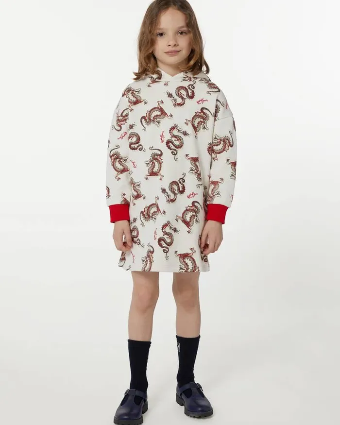 Kenzo Dresses And Skirts Kids Year Of The Dragon039 Hooded Cotton Dress Cream