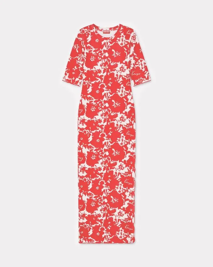 Kenzo Dresses And Skirts Women Flower Camo039 Long Tshirt Dress Medium Red
