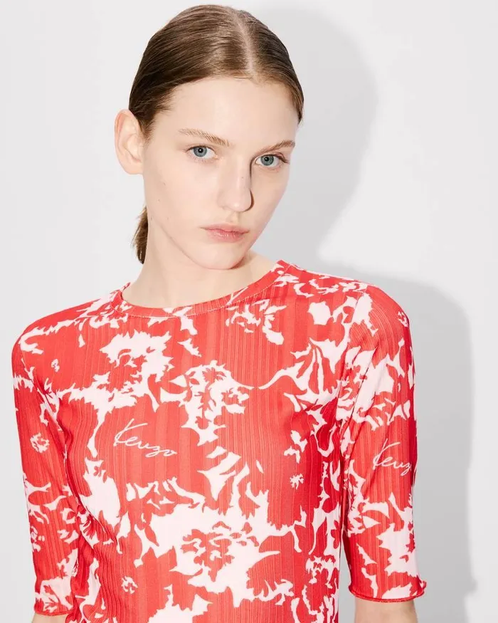 Kenzo Dresses And Skirts Women Flower Camo039 Long Tshirt Dress Medium Red
