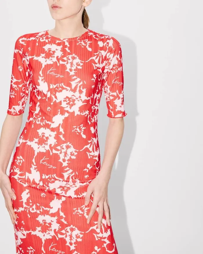 Kenzo Dresses And Skirts Women Flower Camo039 Long Tshirt Dress Medium Red
