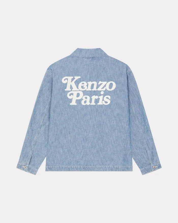 Kenzo Jackets And Coats Men By Verdy039 Embroidered Kimono Stone Bleached Blue Denim