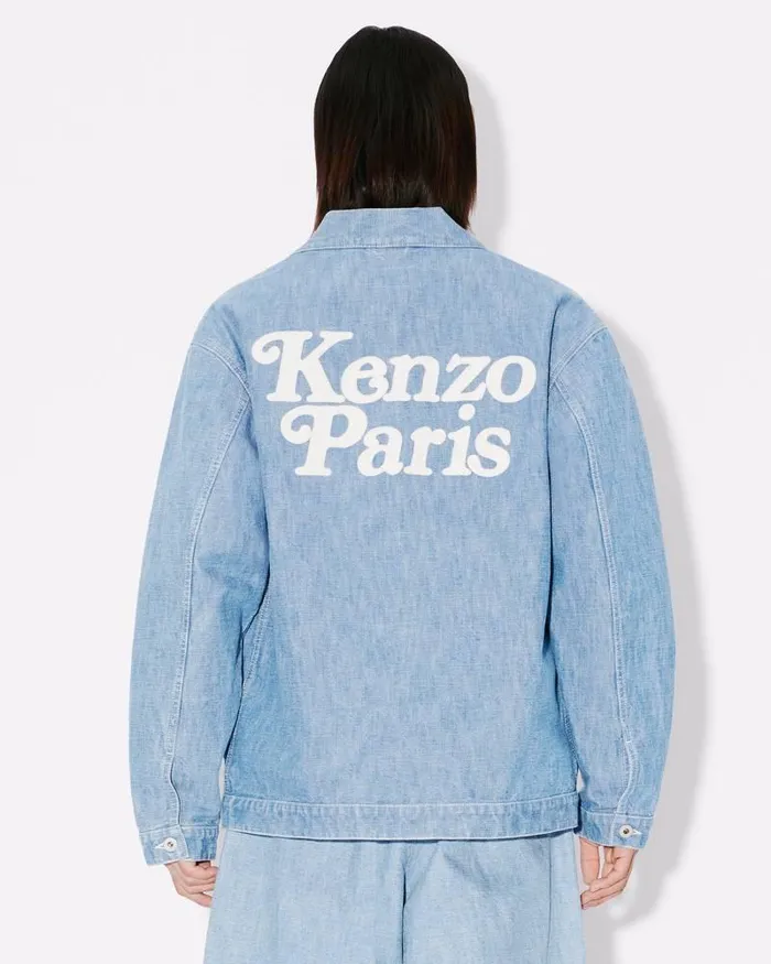 Kenzo Jackets And Coats Men By Verdy039 Embroidered Kimono Stone Bleached Blue Denim