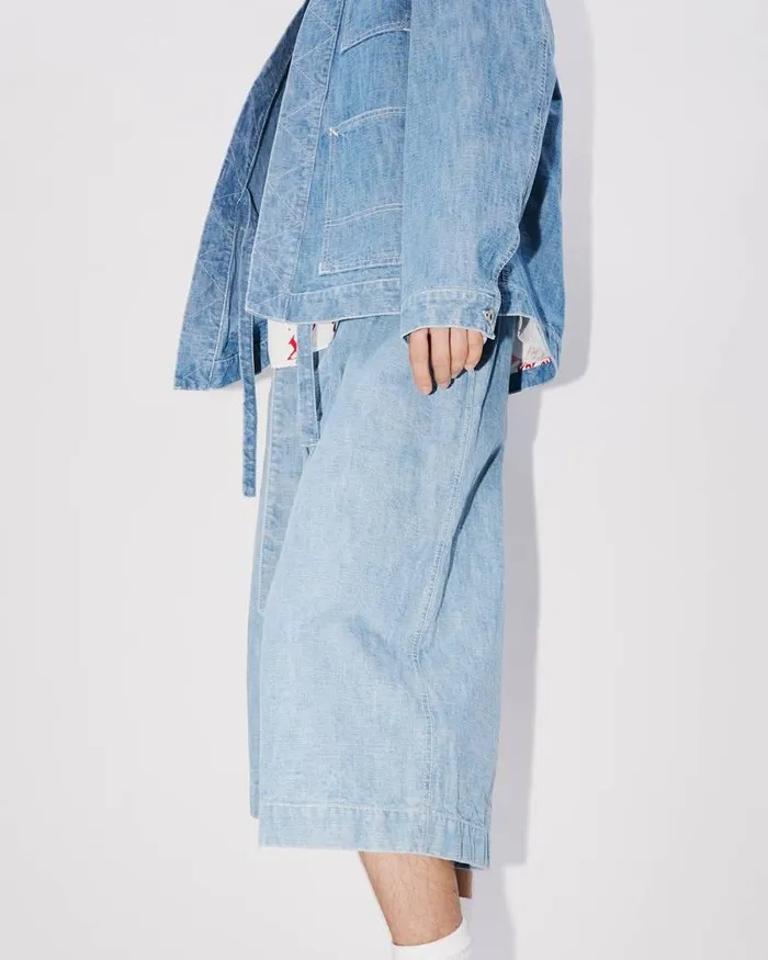 Kenzo Jackets And Coats Men By Verdy039 Embroidered Kimono Stone Bleached Blue Denim