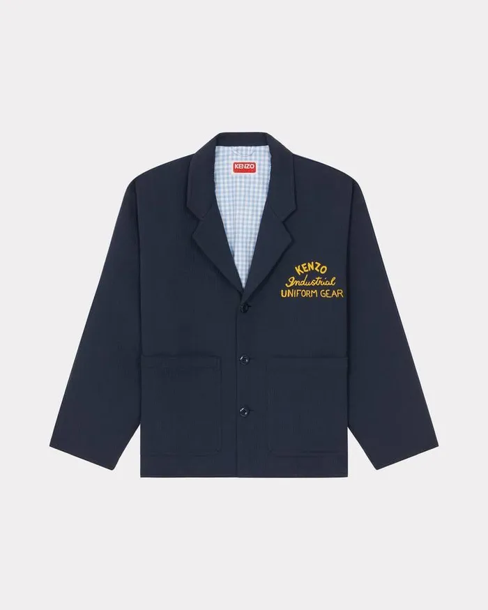 Kenzo Jackets And Coats Men Drawn Varsity039 Embroidered Workwear Jacket Midnight Blue
