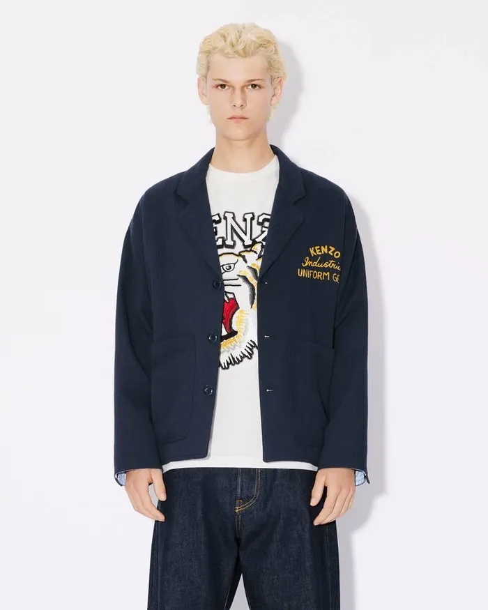 Kenzo Jackets And Coats Men Drawn Varsity039 Embroidered Workwear Jacket Midnight Blue