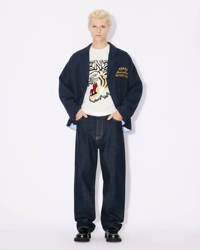 Kenzo Jackets And Coats Men Drawn Varsity039 Embroidered Workwear Jacket Midnight Blue