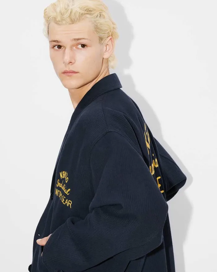 Kenzo Jackets And Coats Men Drawn Varsity039 Embroidered Workwear Jacket Midnight Blue