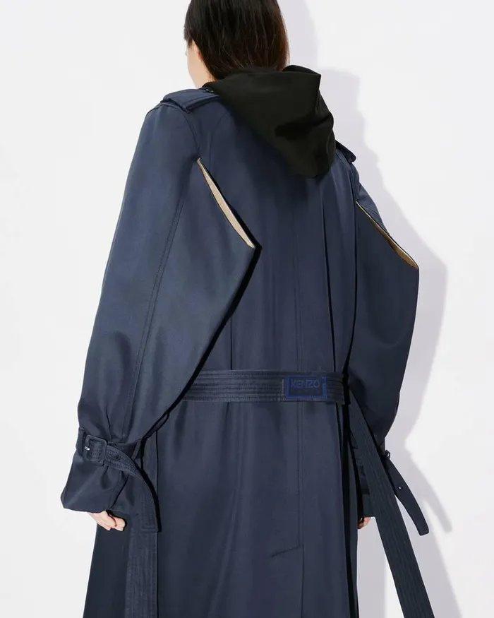 Kenzo Jackets And Coats Women Kimono Trench Coat Midnight Blue