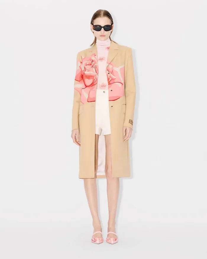 Kenzo Jackets And Coats Women Rose039 Embroidered Coat Camel