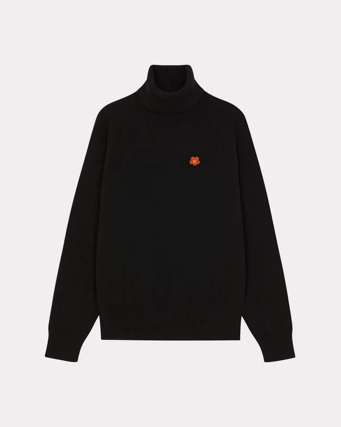 Kenzo Knitwear Men 039Boke Flower039 Embroidered Roll Neck Jumper Black