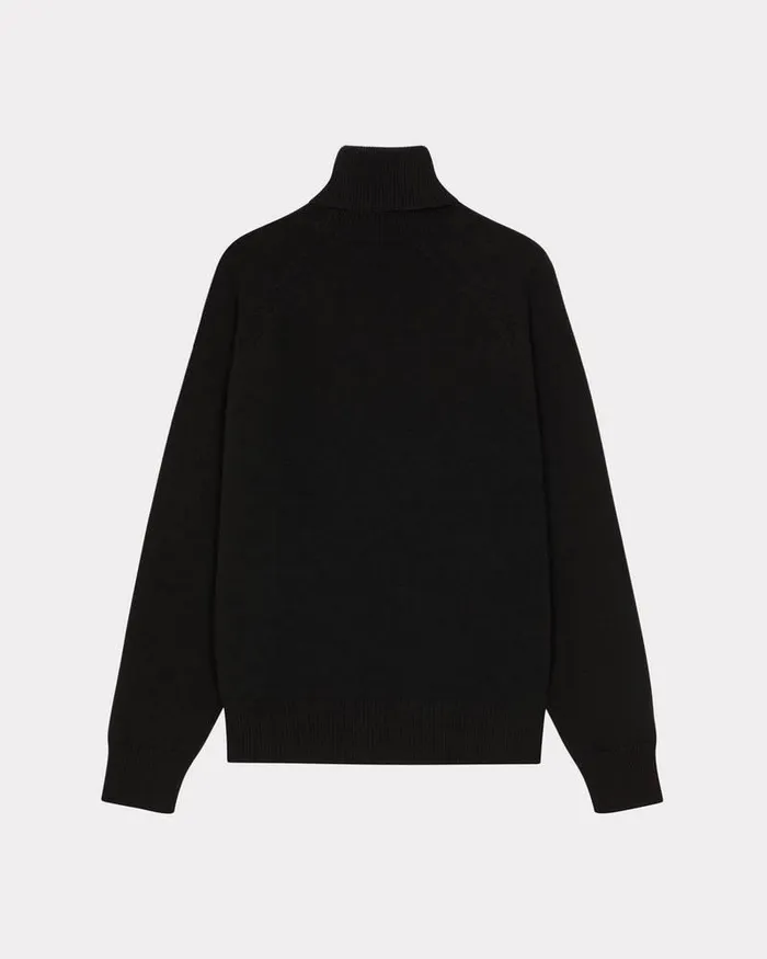 Kenzo Knitwear Men 039Boke Flower039 Embroidered Roll Neck Jumper Black