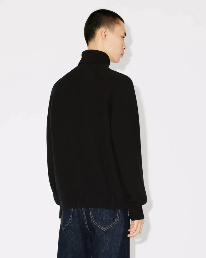 Kenzo Knitwear Men 039Boke Flower039 Embroidered Roll Neck Jumper Black