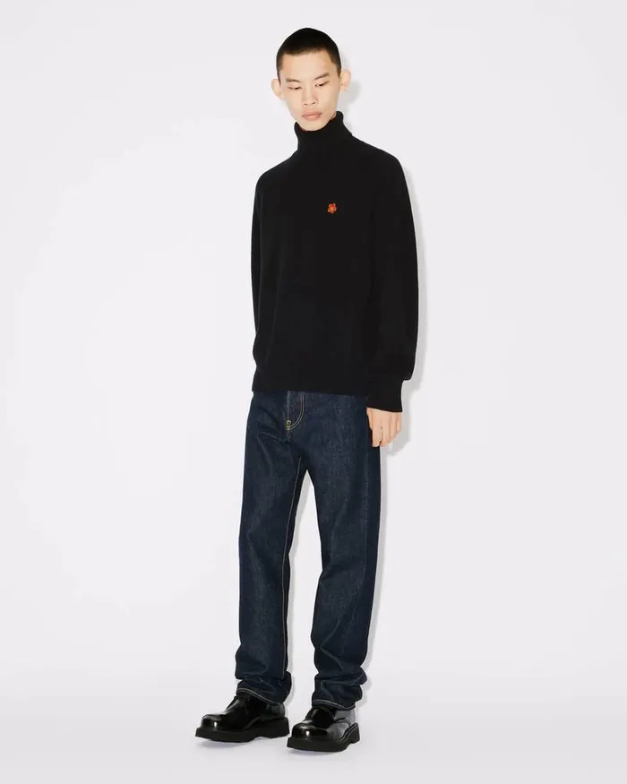 Kenzo Knitwear Men 039Boke Flower039 Embroidered Roll Neck Jumper Black