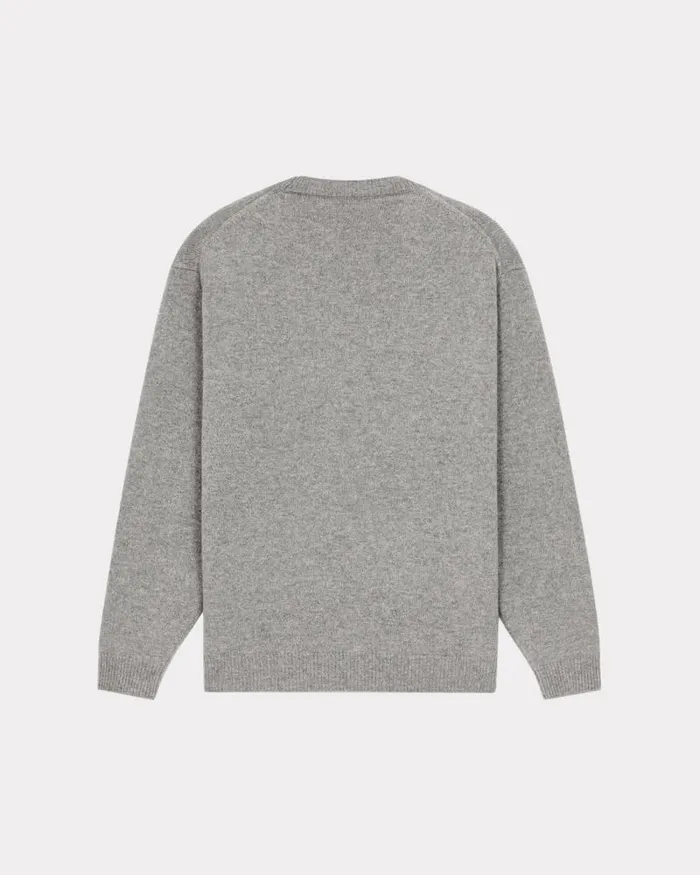 Kenzo Knitwear Men 039Boke Flower039 Embroidered Wool Jumper Pearl Grey