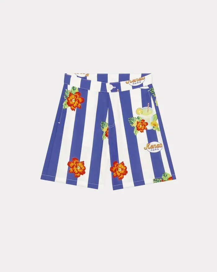 Kenzo Pants And Shorts Kids Cotton Bermuda Shorts Electric Blue