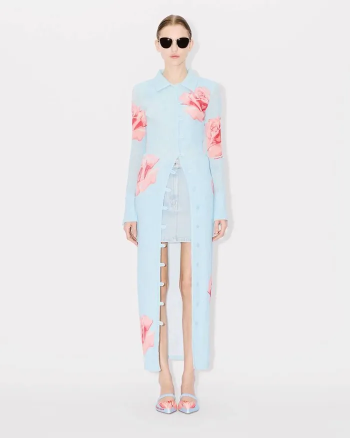 Kenzo Shirts And Tops Women Rose039 Elevated Woven Cardigan Light Blue