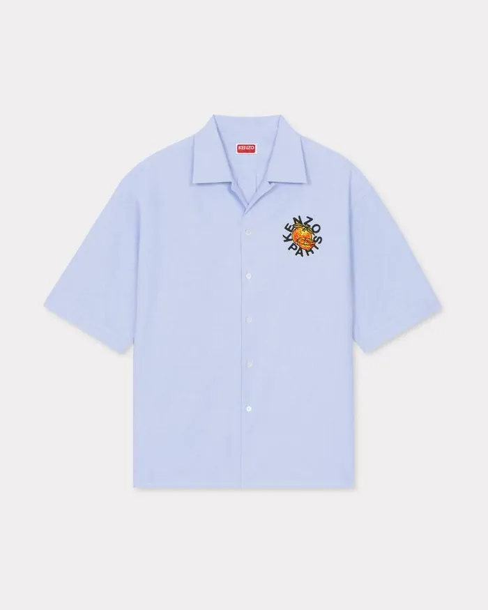 Kenzo Shirts Men Orange039 Hawaiian Shirt Sky Blue