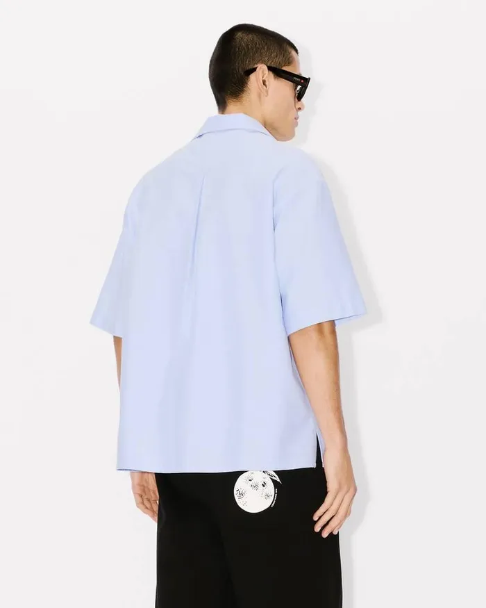 Kenzo Shirts Men Orange039 Hawaiian Shirt Sky Blue