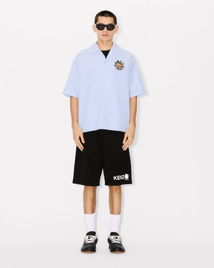 Kenzo Shirts Men Orange039 Hawaiian Shirt Sky Blue