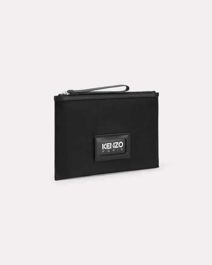 Kenzo Small Leathergoods MenWomen Large 039GRAPHY039 Nylon Clutch Black
