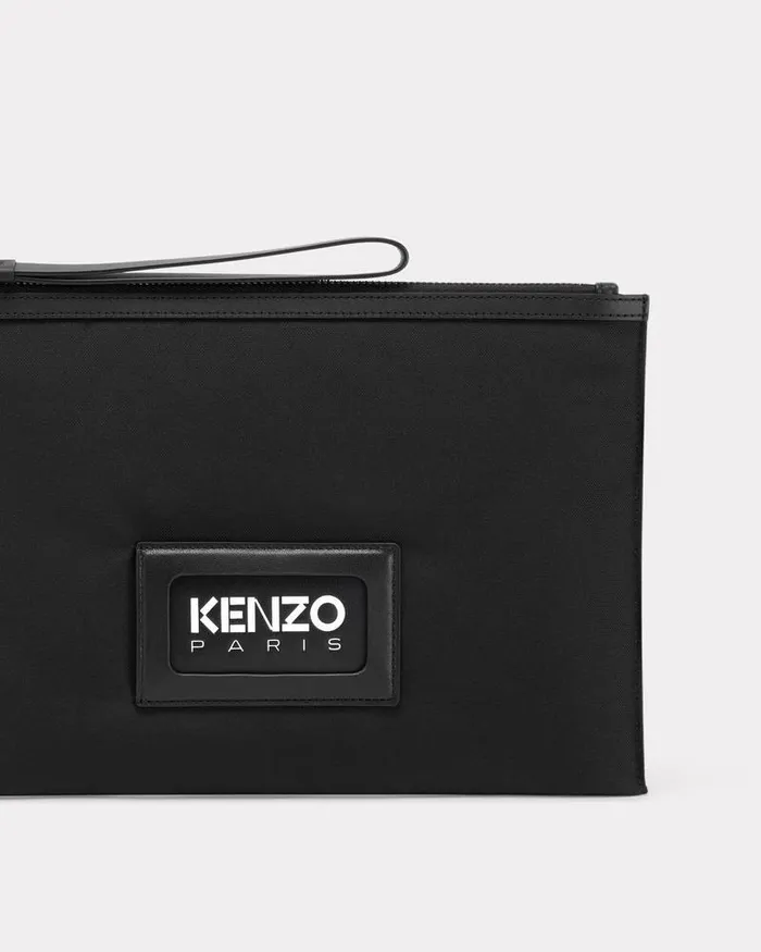 Kenzo Small Leathergoods MenWomen Large 039GRAPHY039 Nylon Clutch Black