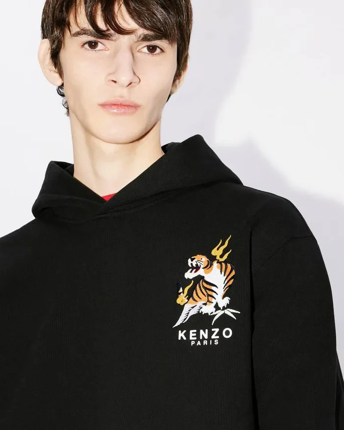 Kenzo Sweatshirts And Hoodies Men 039Year Of The Dragon039 Classic Hooded Embroidered Sweatshirt Black
