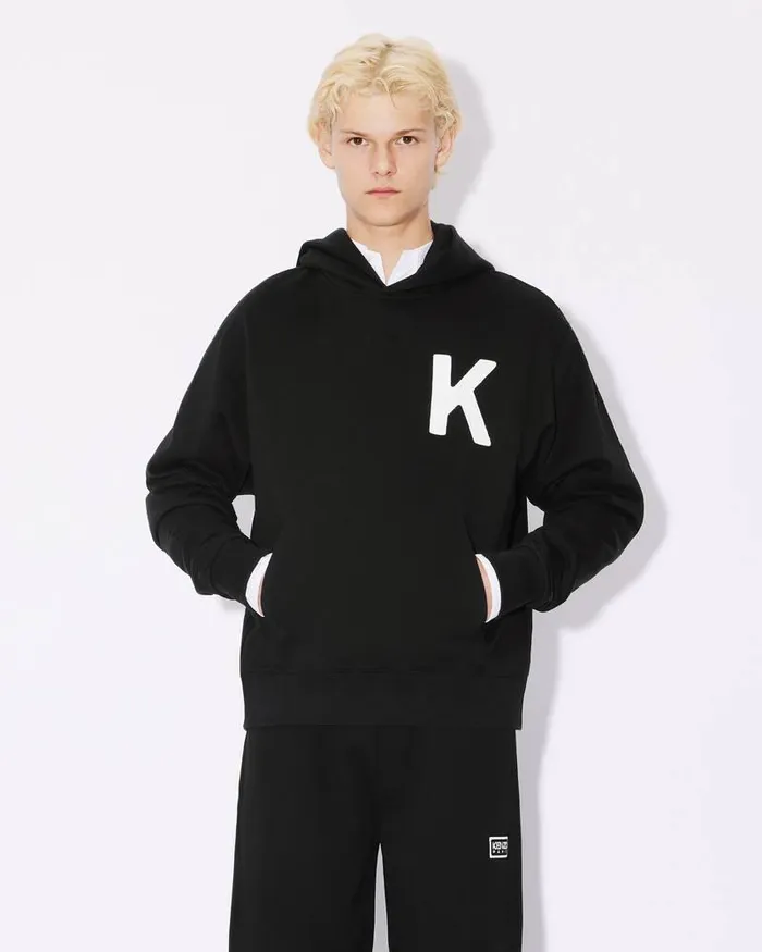 Kenzo Sweatshirts And Hoodies Men Elephant039 Embroidered Hooded Sweatshirt Black