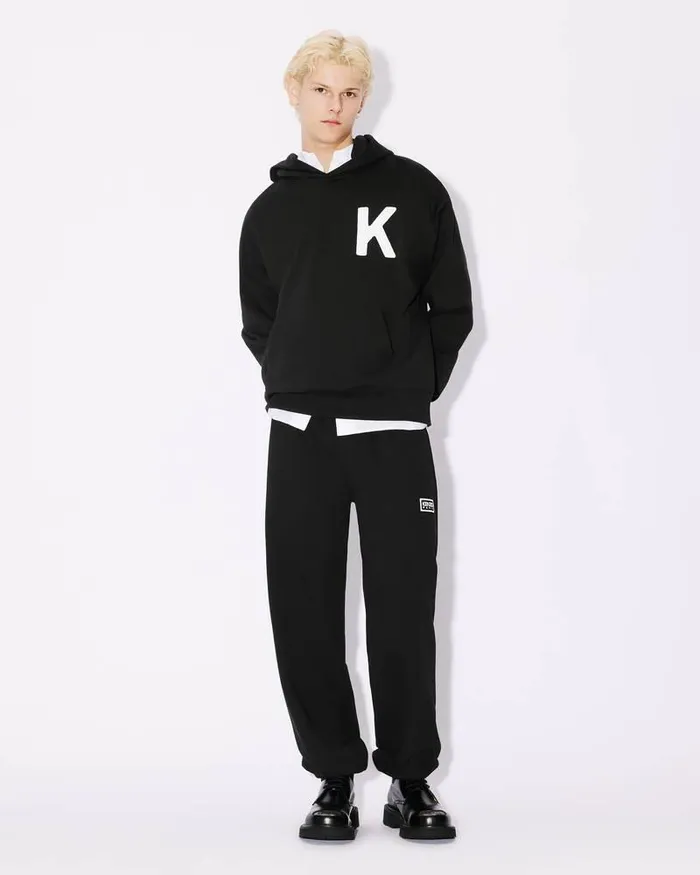 Kenzo Sweatshirts And Hoodies Men Elephant039 Embroidered Hooded Sweatshirt Black