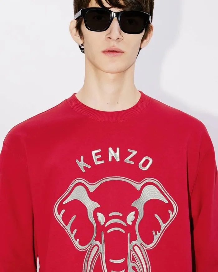 Kenzo Sweatshirts And Hoodies Men Elephant039 Embroidered Sweatshirt Cherry