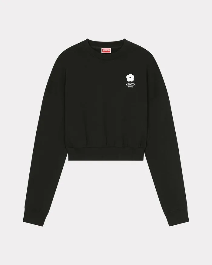 Kenzo Sweatshirts And Hoodies Women 039Boke Flower 20039 Short Embroidered Sweatshirt Black