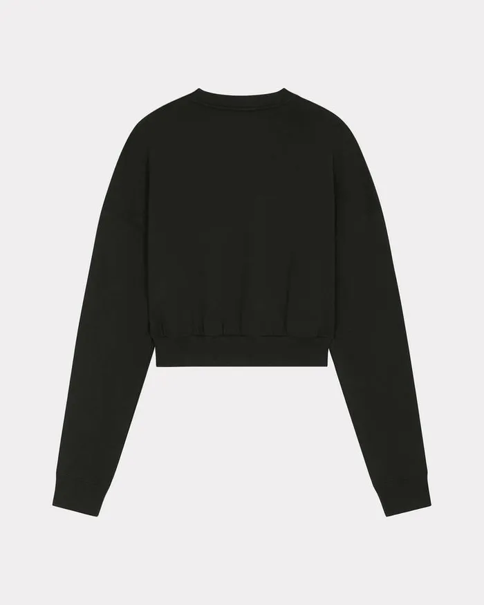 Kenzo Sweatshirts And Hoodies Women 039Boke Flower 20039 Short Embroidered Sweatshirt Black