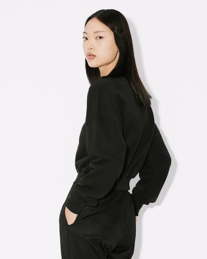 Kenzo Sweatshirts And Hoodies Women 039Boke Flower 20039 Short Embroidered Sweatshirt Black